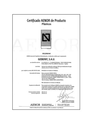 Certificado Aenor Geberit Mepla