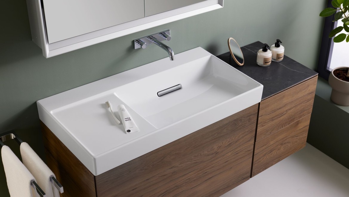 Lavabo Geberit ONE con desagüe horizontal