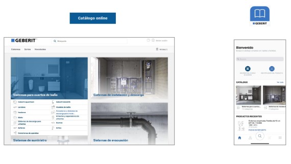 Catálogo online de productos Geberit y app Geberit Pro