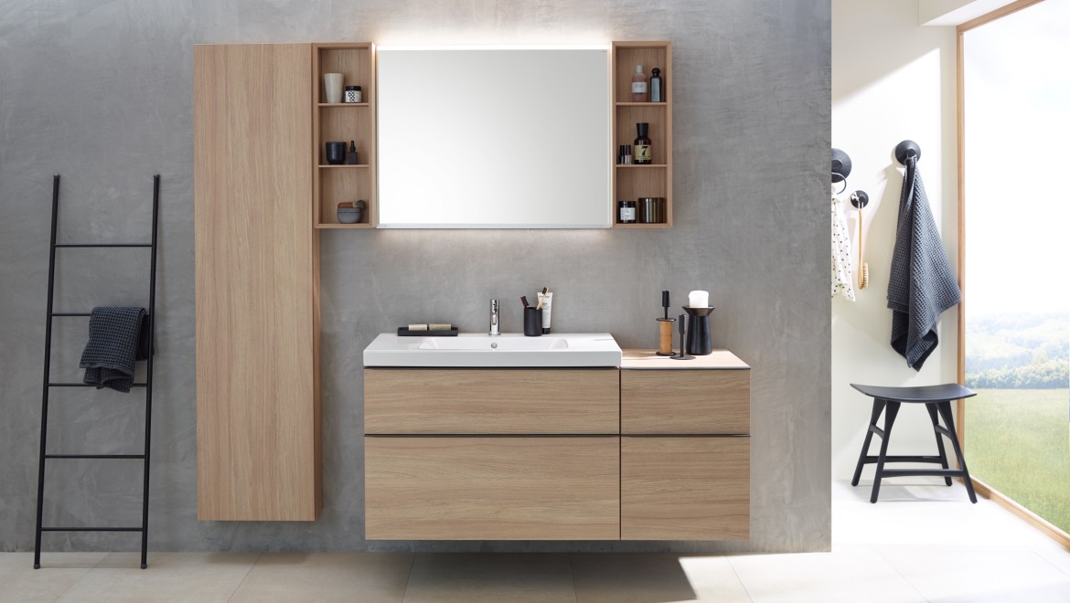 Baño con muebles de la serie Geberit iCon