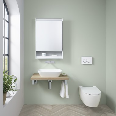 Baño de invitados con lavabo Geberit ONE