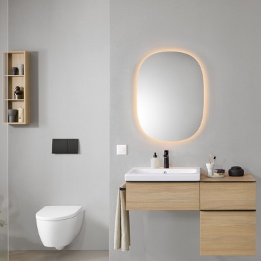 Mueble bajo para lavabo Geberit iCon con mueble auxiliar