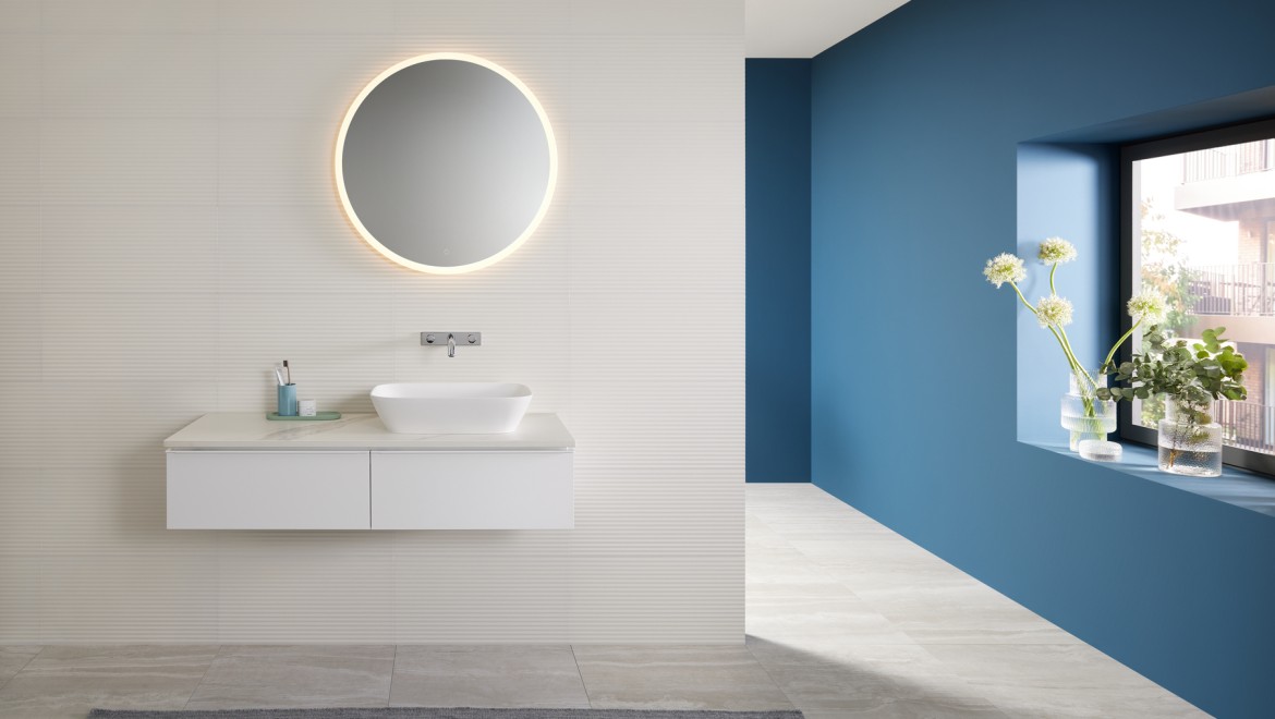 Mix & Match: Lavabo sobre encimera Geberit ONE con mueble bajo iCon