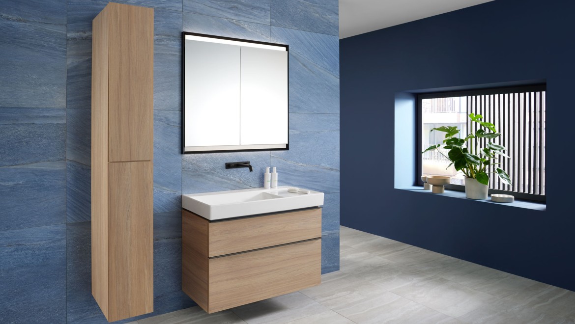 Mix & Match: lavabo Geberit ONE con el mueble alto y el bajo Geberit iCon