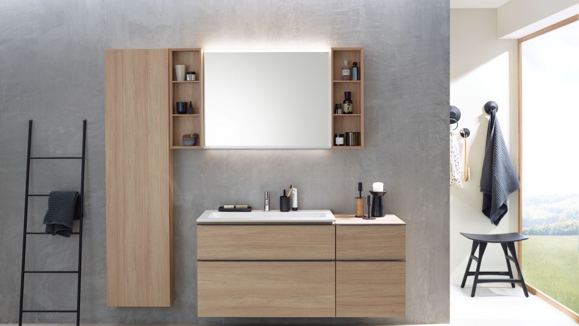 Lavabo y muebles de la serie de baño Geberit iCon