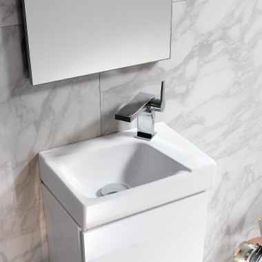 Lavabo Geberit Xeno² en un pequeño cuarto de baño