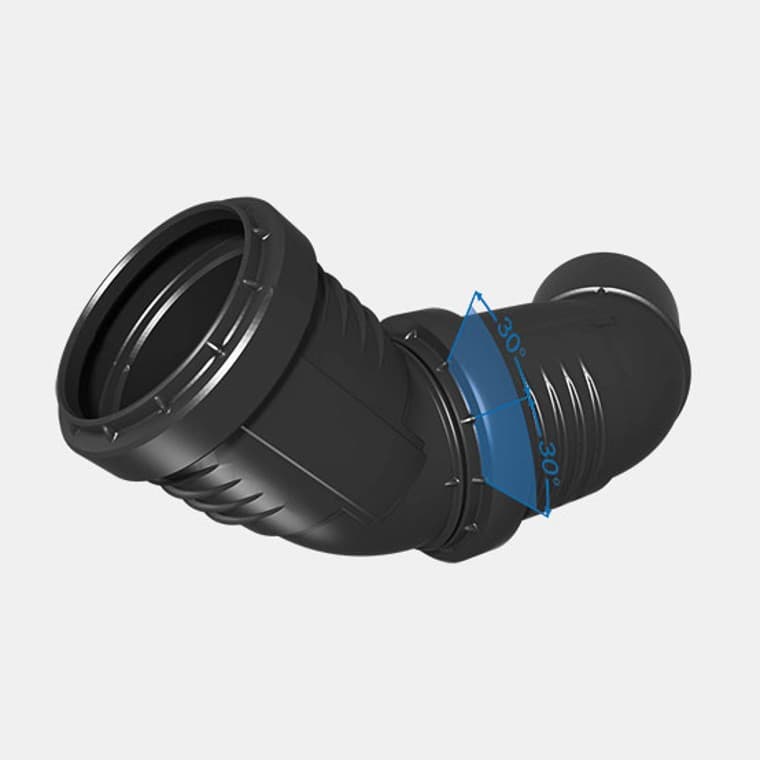 Ayuda de alineación sencilla: la marca de 30° en los accesorios Geberit Silent-PP Ayuda de alineación sencilla: la marca de 30° en los accesorios Geberit Silent-PP