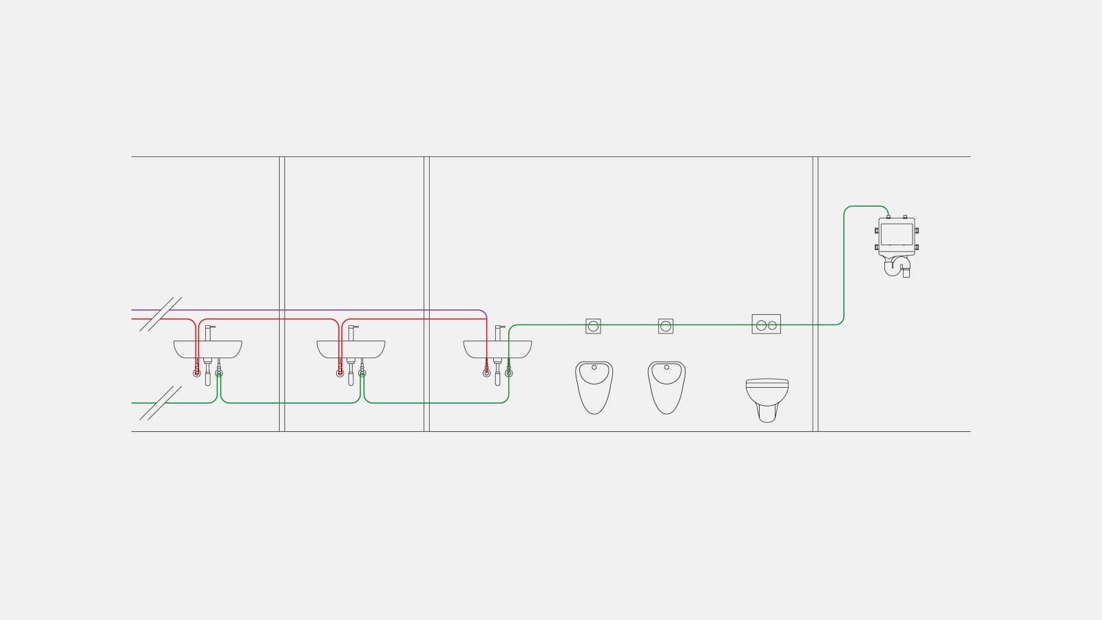Ejemplo de tuberías de agua potable para control de caudal con descarga higiénica Ejemplo de tuberías de agua potable para control de caudal con descarga higiénica