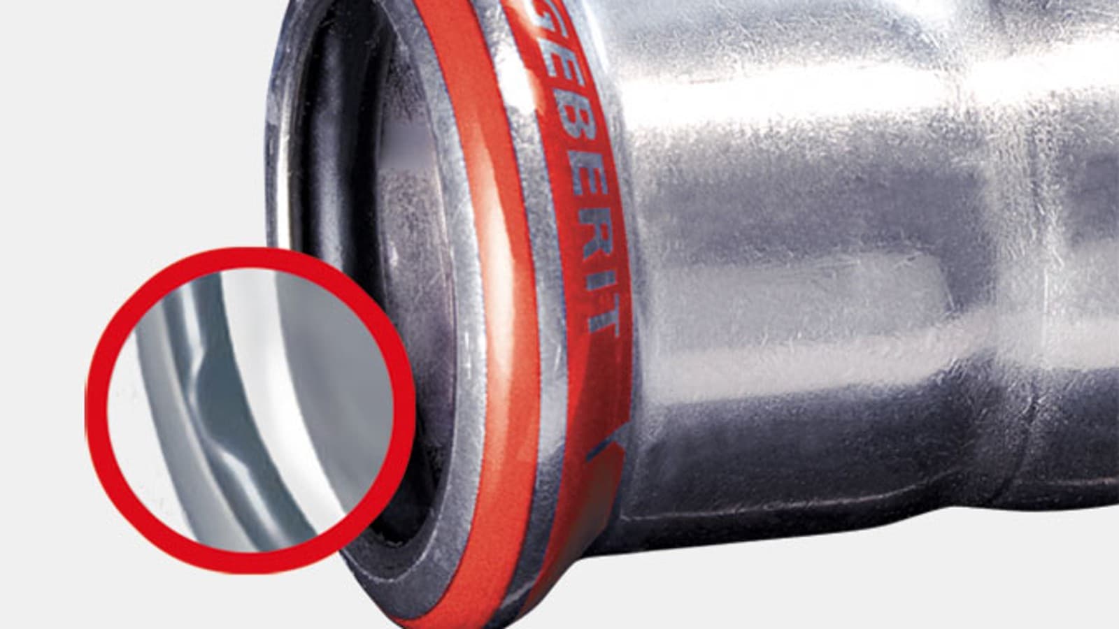 Accesorio Geberit Mapress Acero al Carbono con indicador de compresión rojo y junta tórica negra Accesorio Geberit Mapress Acero al Carbono con indicador de compresión rojo y junta tórica negra