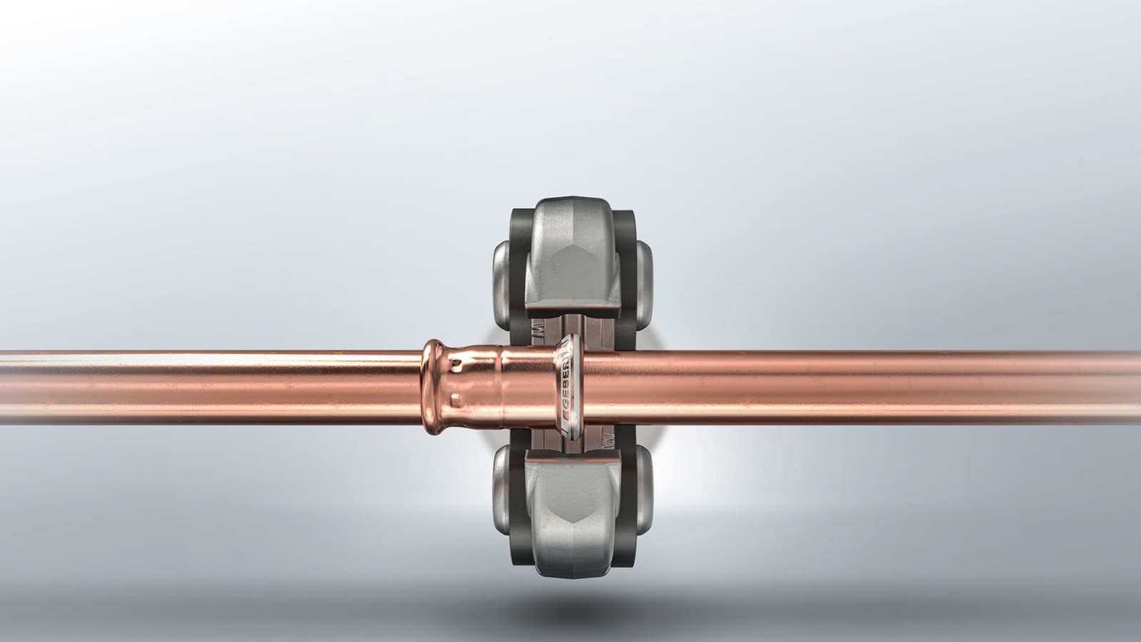 Accesorio Geberit Mapress Cobre con indicadores de compresión blancos Accesorio Geberit Mapress Cobre con indicadores de compresión blancos